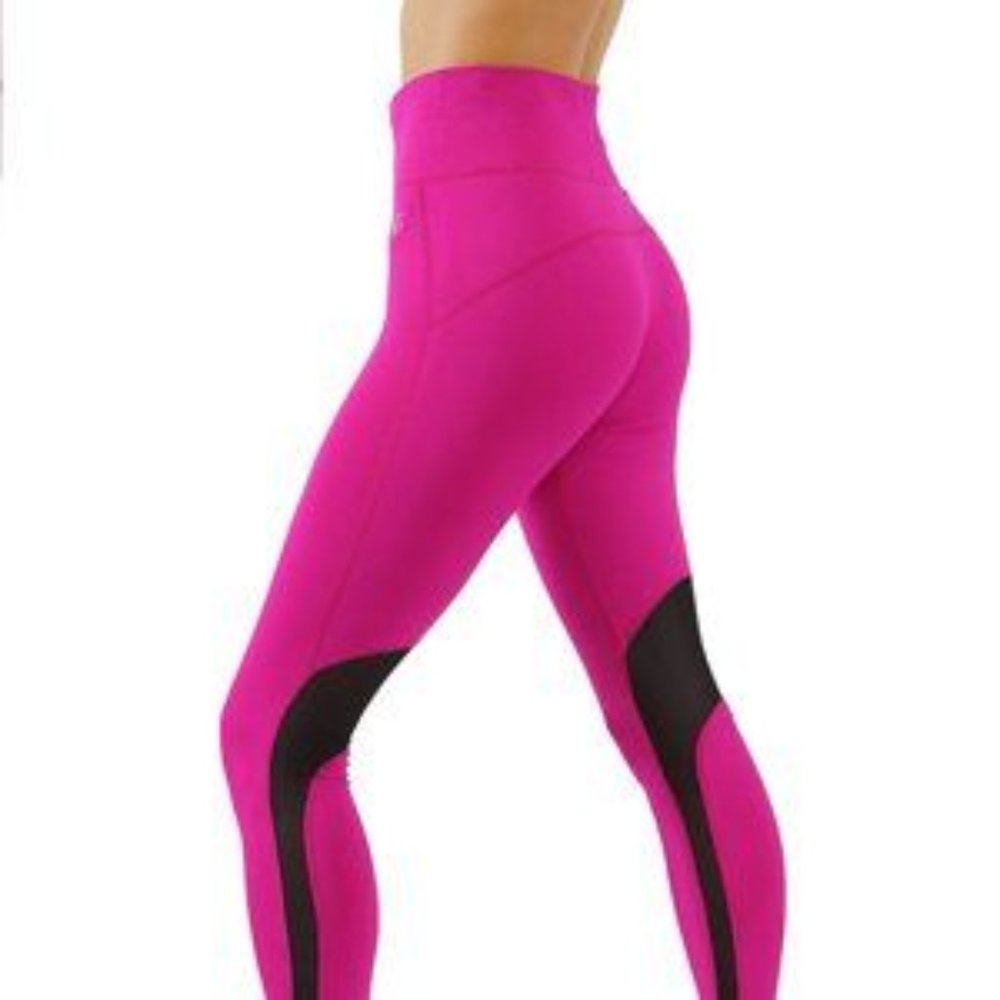 OtoS  Activewear Yoga Pants Dry Fit Workout Leggings Mesh Cutouts, Sz. L/XL